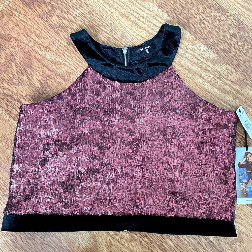 Ob.Sess crop sequined top